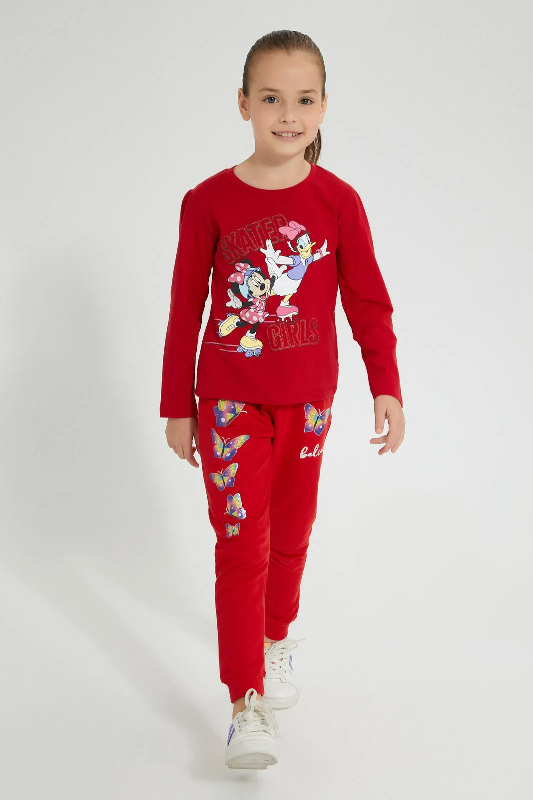 Red And White Butterfly Printed Jogger (Pack of 2)