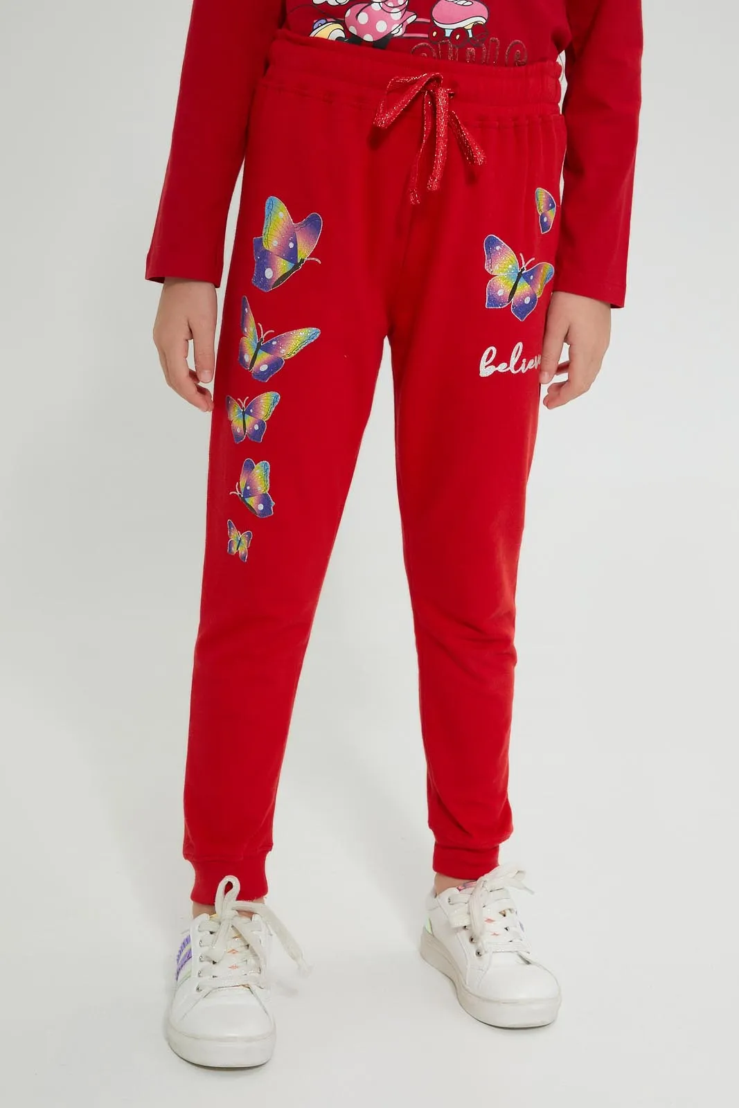 Red And White Butterfly Printed Jogger (Pack of 2)