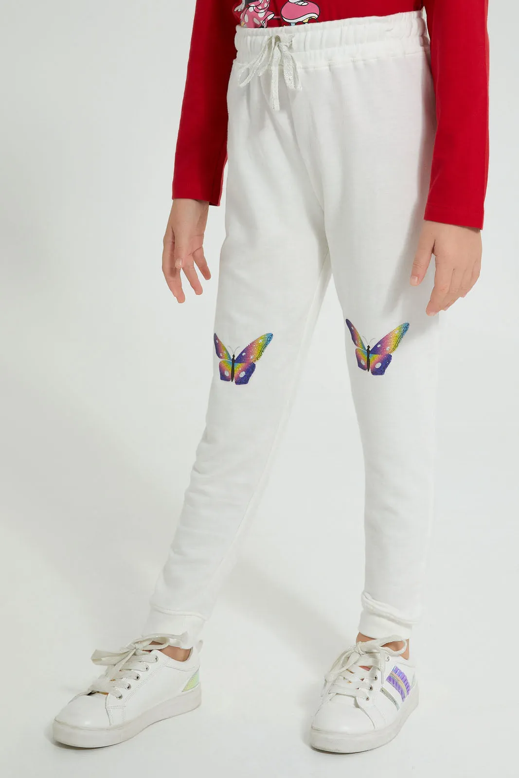 Red And White Butterfly Printed Jogger (Pack of 2)