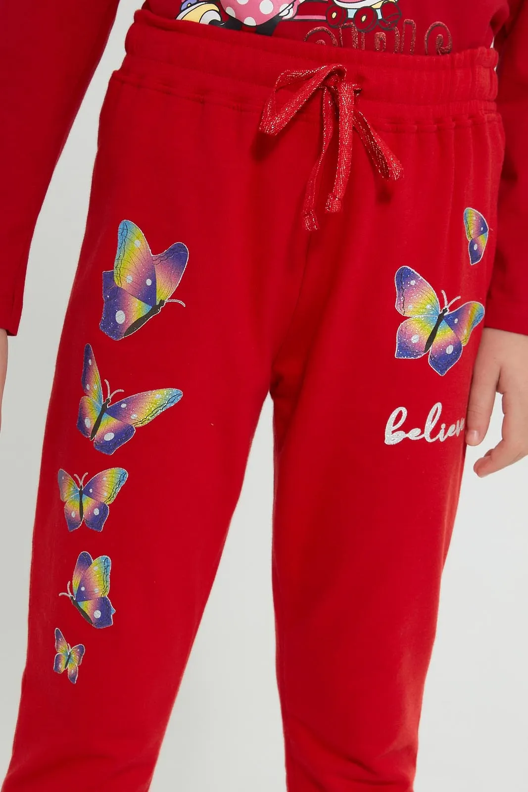Red And White Butterfly Printed Jogger (Pack of 2)