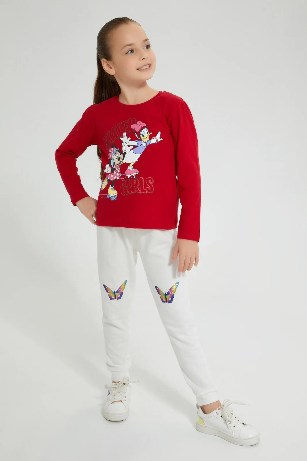 Red And White Butterfly Printed Jogger (Pack of 2)
