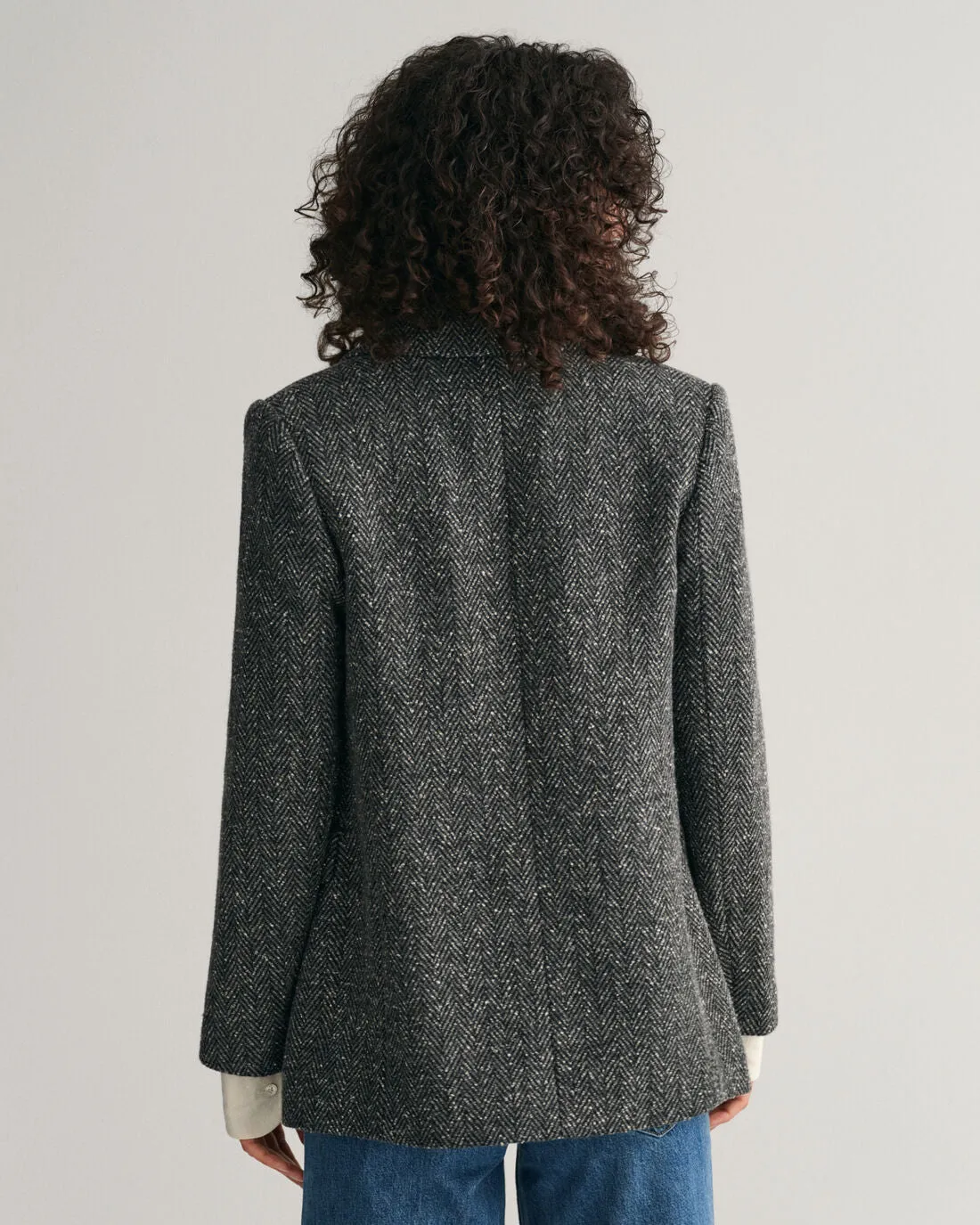 Regular Herringbone Blazer - Antracit Melange