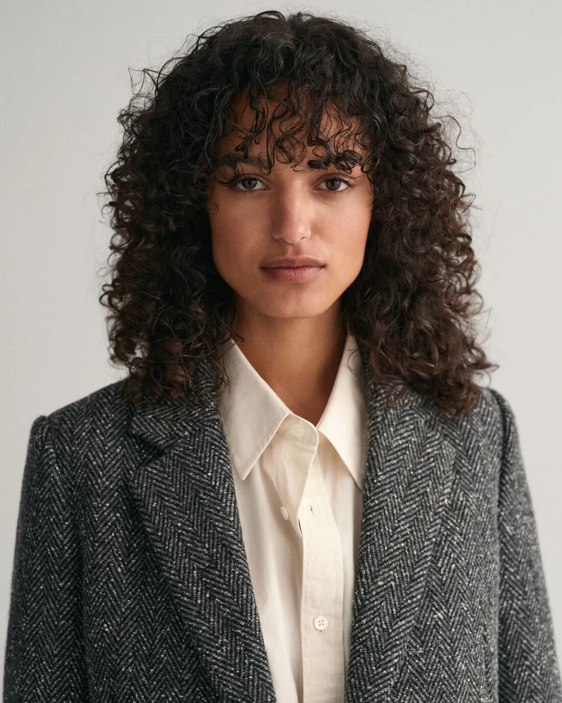 Regular Herringbone Blazer - Antracit Melange