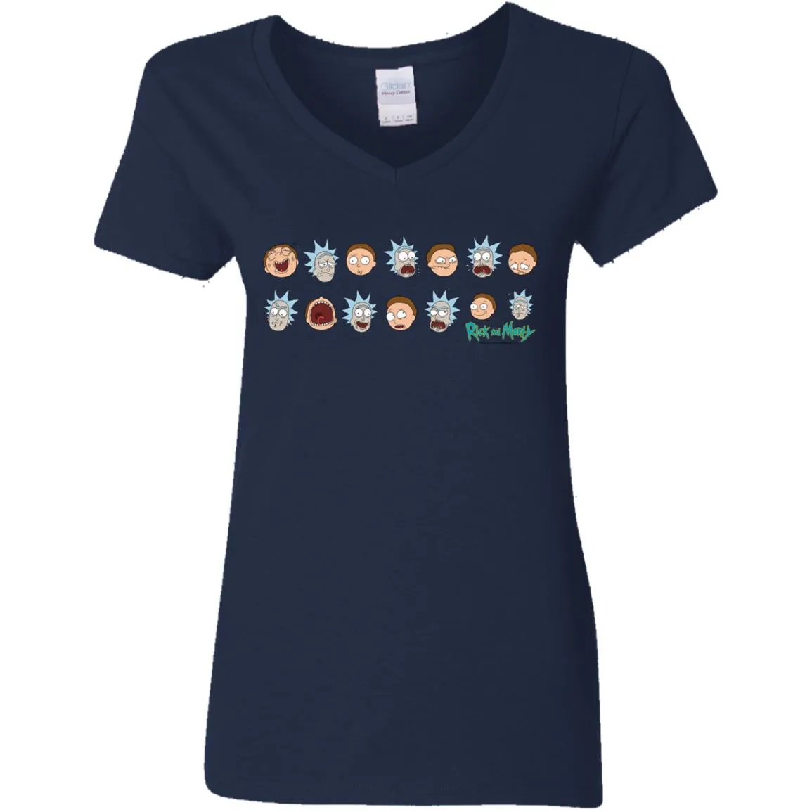 Rick And Morty Expressions Women V-Neck T-Shirt
