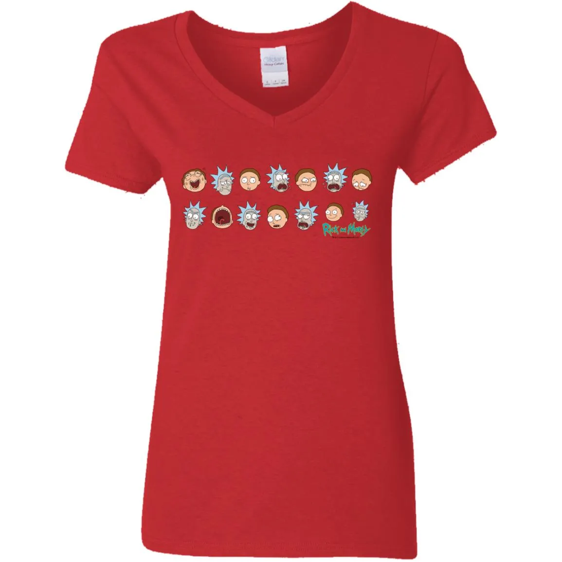 Rick And Morty Expressions Women V-Neck T-Shirt