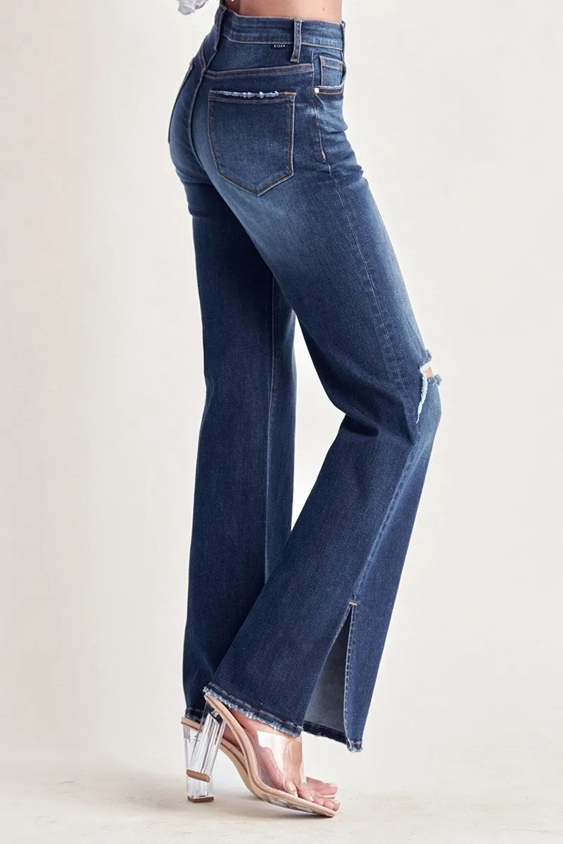 Risen Jeans - High Rise Distressed Wide Flare Jeans - RDP5385