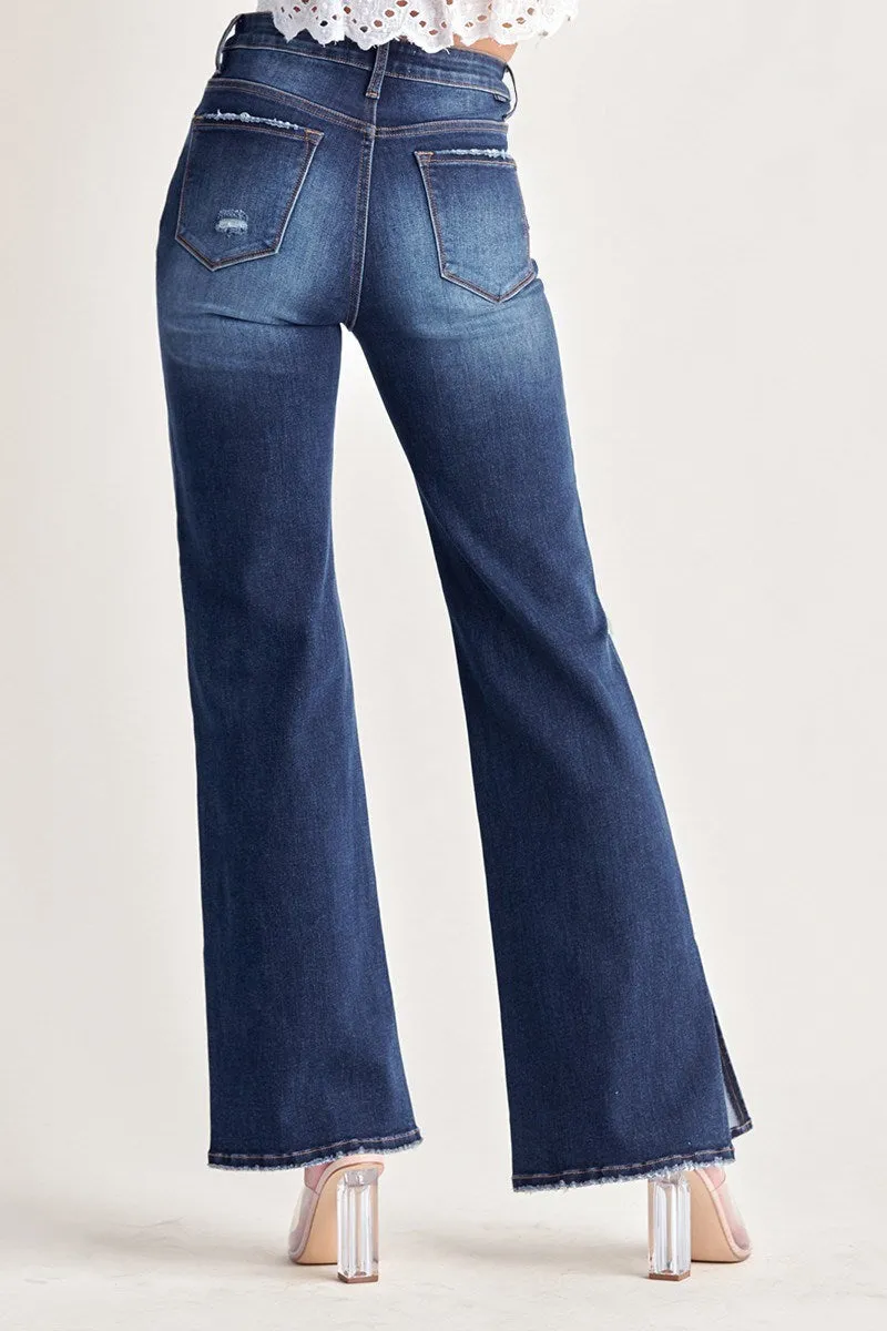 Risen Jeans - High Rise Distressed Wide Flare Jeans - RDP5385