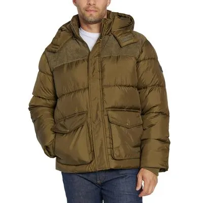 Sean John Mens Cargo Coat Puffer Jacket Olive Green Medium
