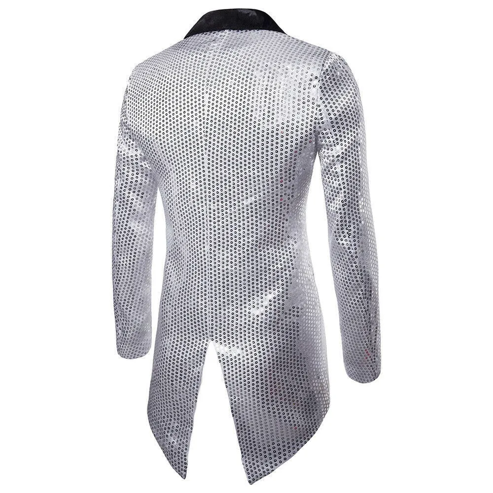 Sequin Men's Blazer Tail Casual Slim Fit
