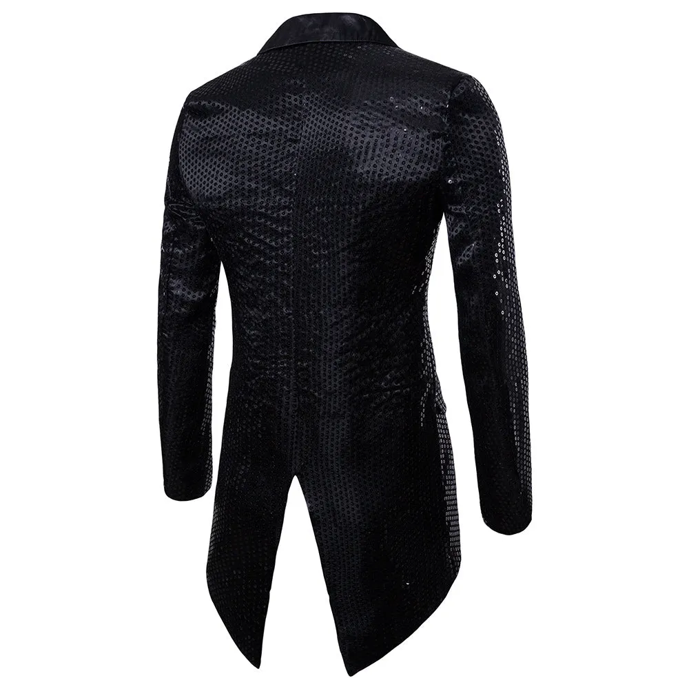 Sequin Men's Blazer Tail Casual Slim Fit