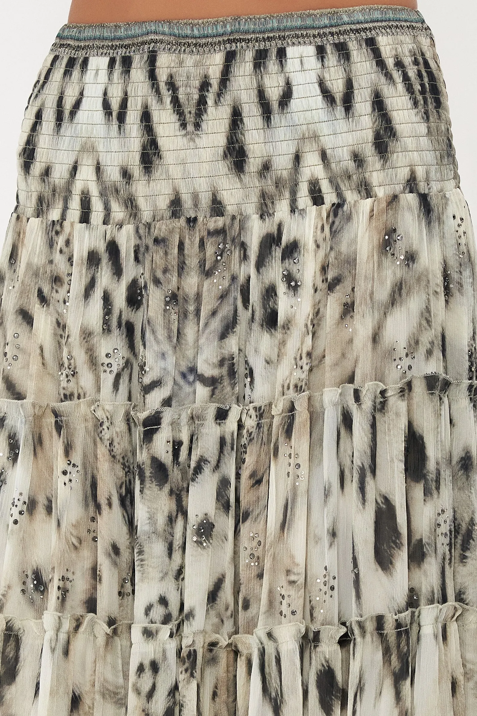 SHEER TIERED MAXI SKIRT SNOW WHISPERS