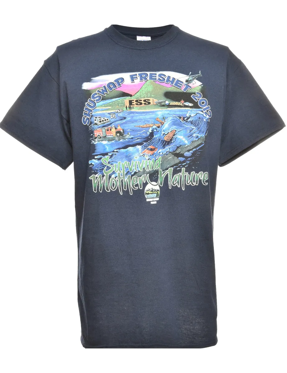 Shuswap Freshet Navy Gildan Printed T-shirt - M