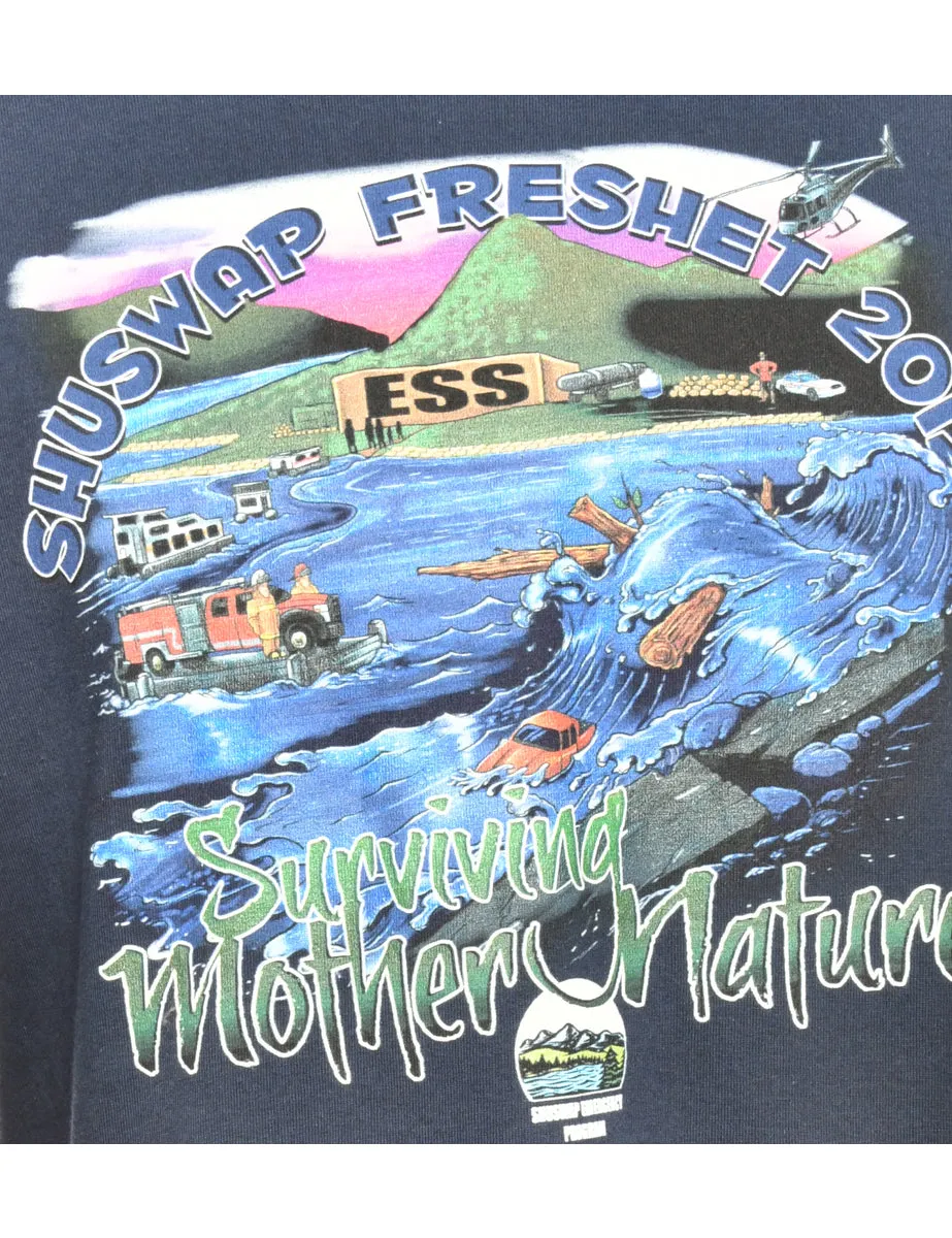Shuswap Freshet Navy Gildan Printed T-shirt - M