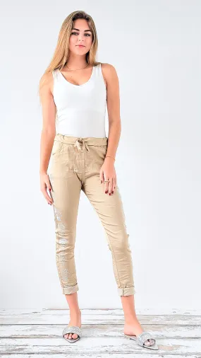 Skull Wish List Italian Joggers- Gold
