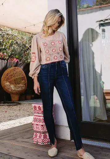 Split Hem High Rise Skinny Jean