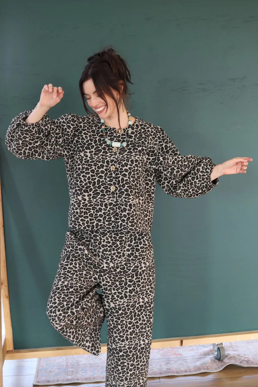 SR TH55 CHEETAH WEAVE PUFF TOP
