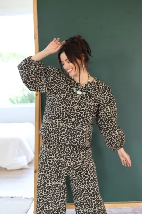 SR TH55 CHEETAH WEAVE PUFF TOP