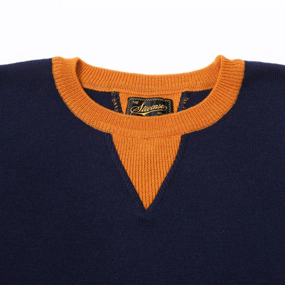 Stevenson Overall V-Gusset Wool Knitted Sweatshirt Navy