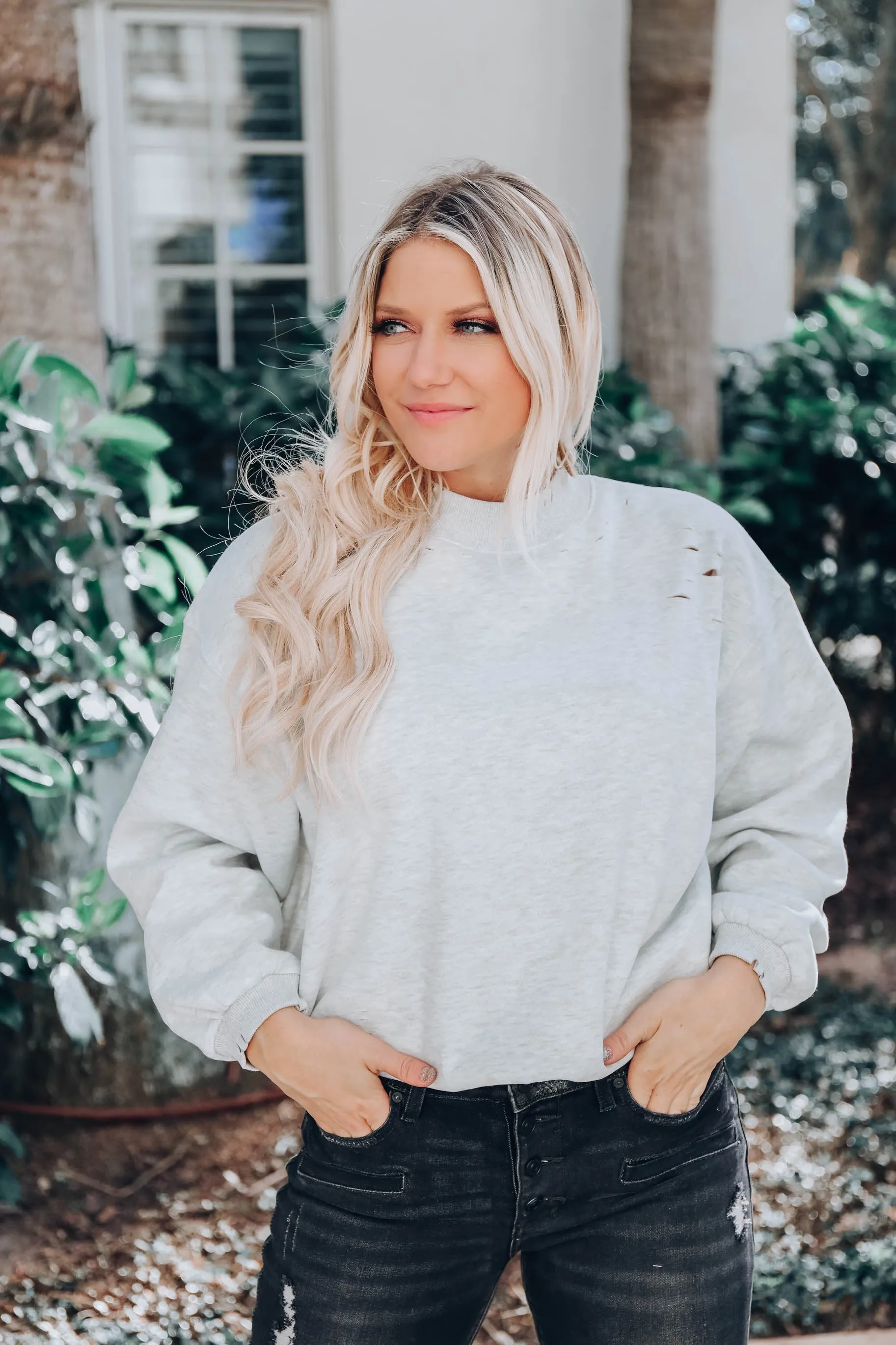 Stress No More Laser Cut Sweatshirt