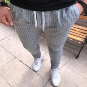 Stripes Plus Size Elastic Waist Skinny Pants