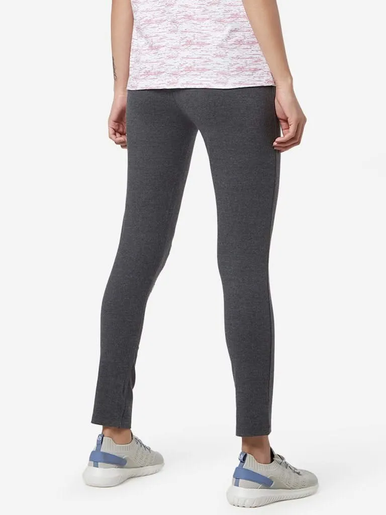 Studiofit Grey Melange Text Print Leggings