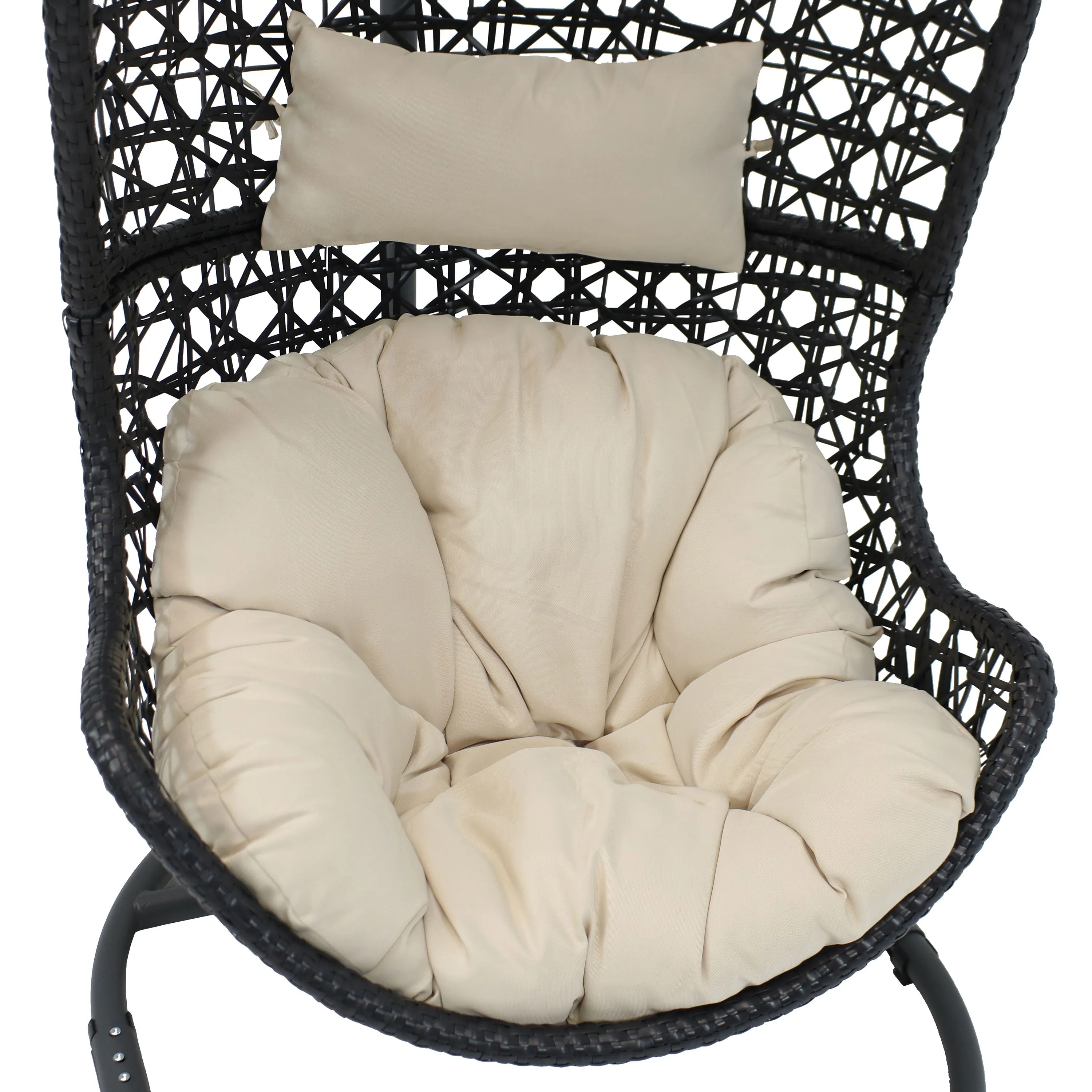 Sunnydaze Cordelia Hanging Egg Chair with Steel Stand and Cushion