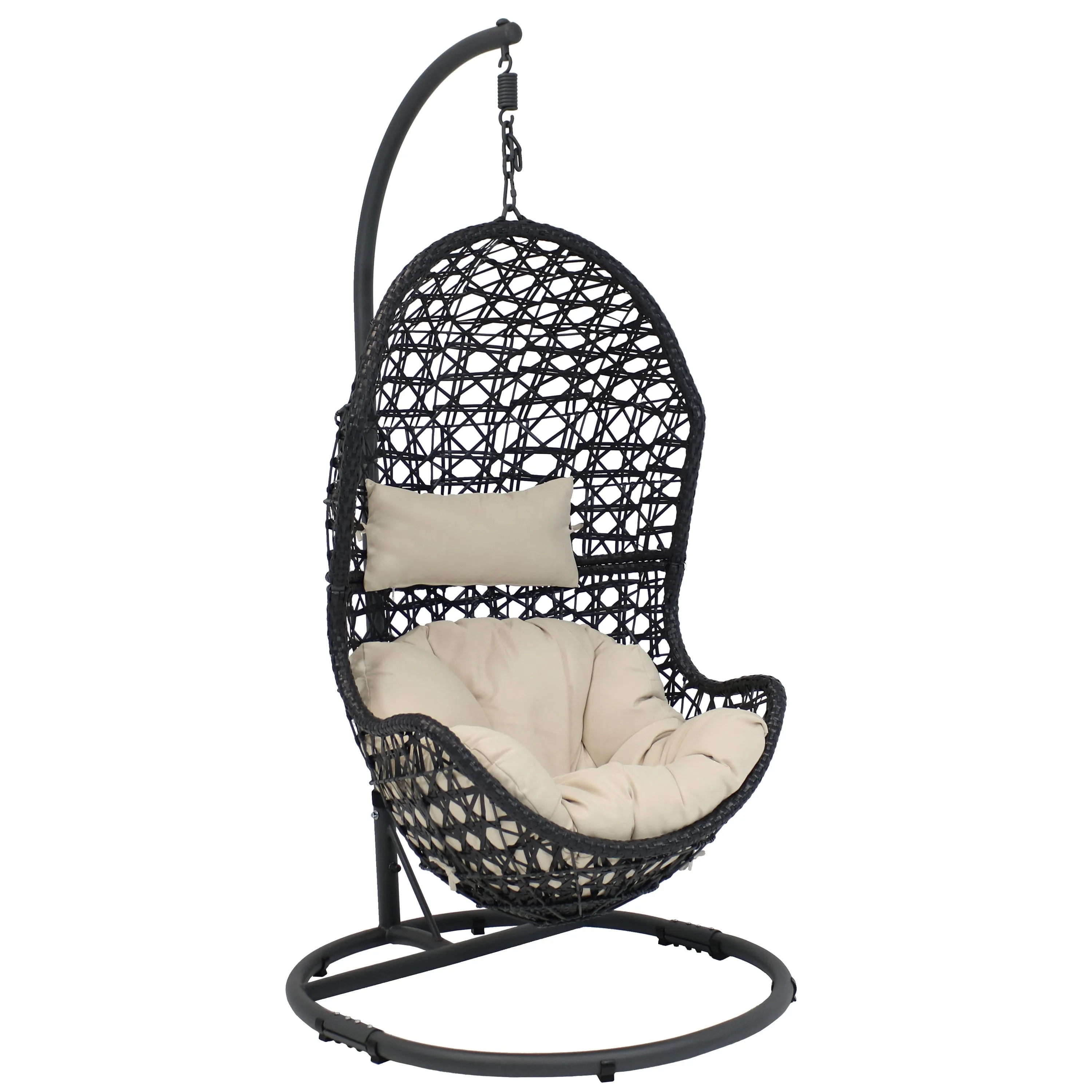 Sunnydaze Cordelia Hanging Egg Chair with Steel Stand and Cushion
