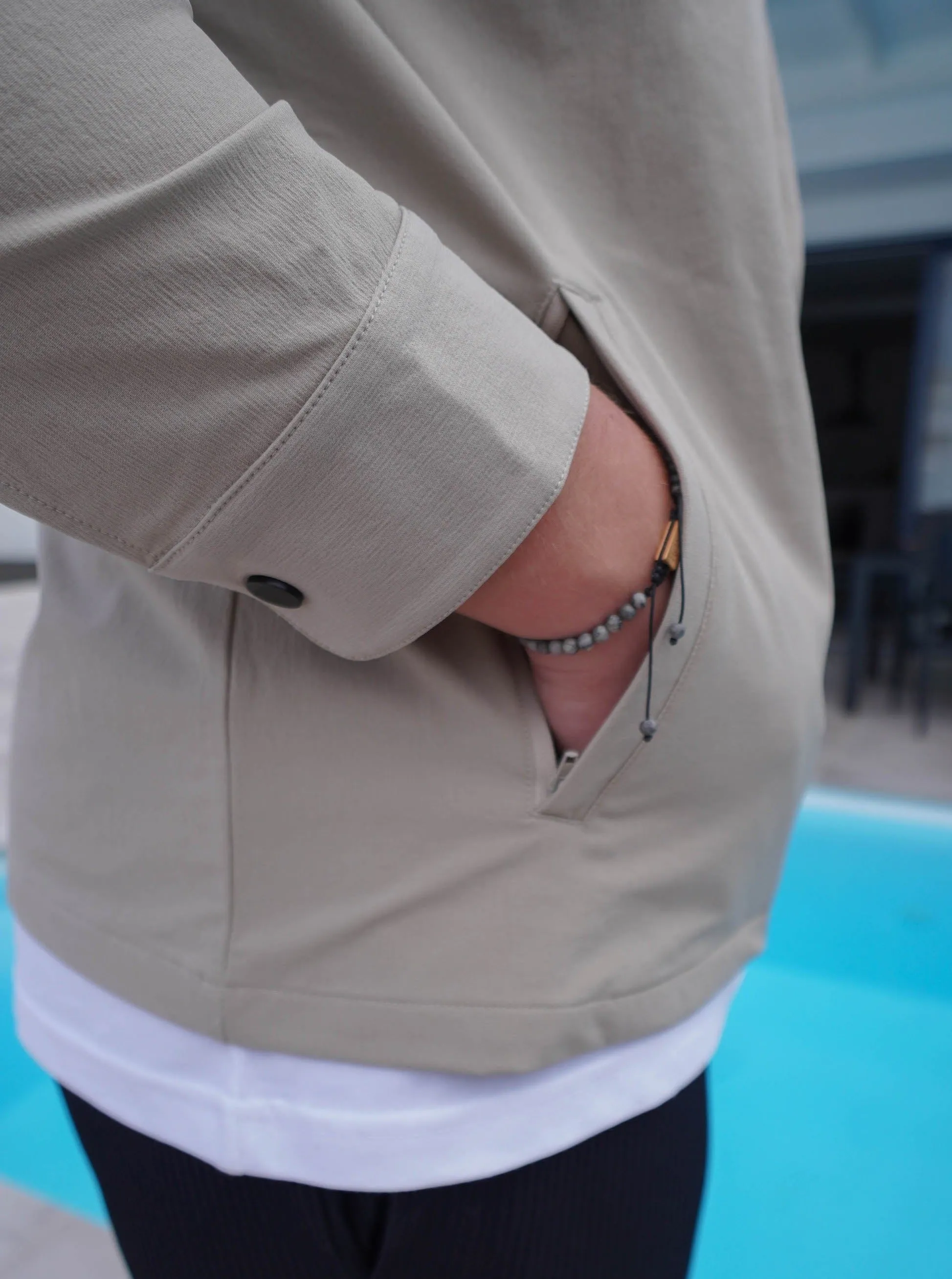Tech Stretch Cargo Jacket In Stone