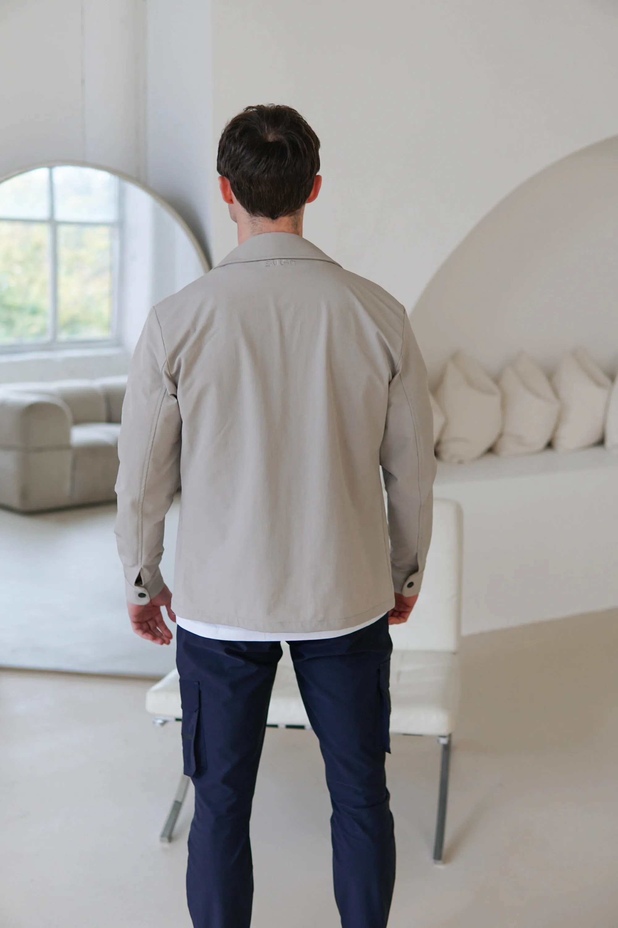 Tech Stretch Cargo Jacket In Stone