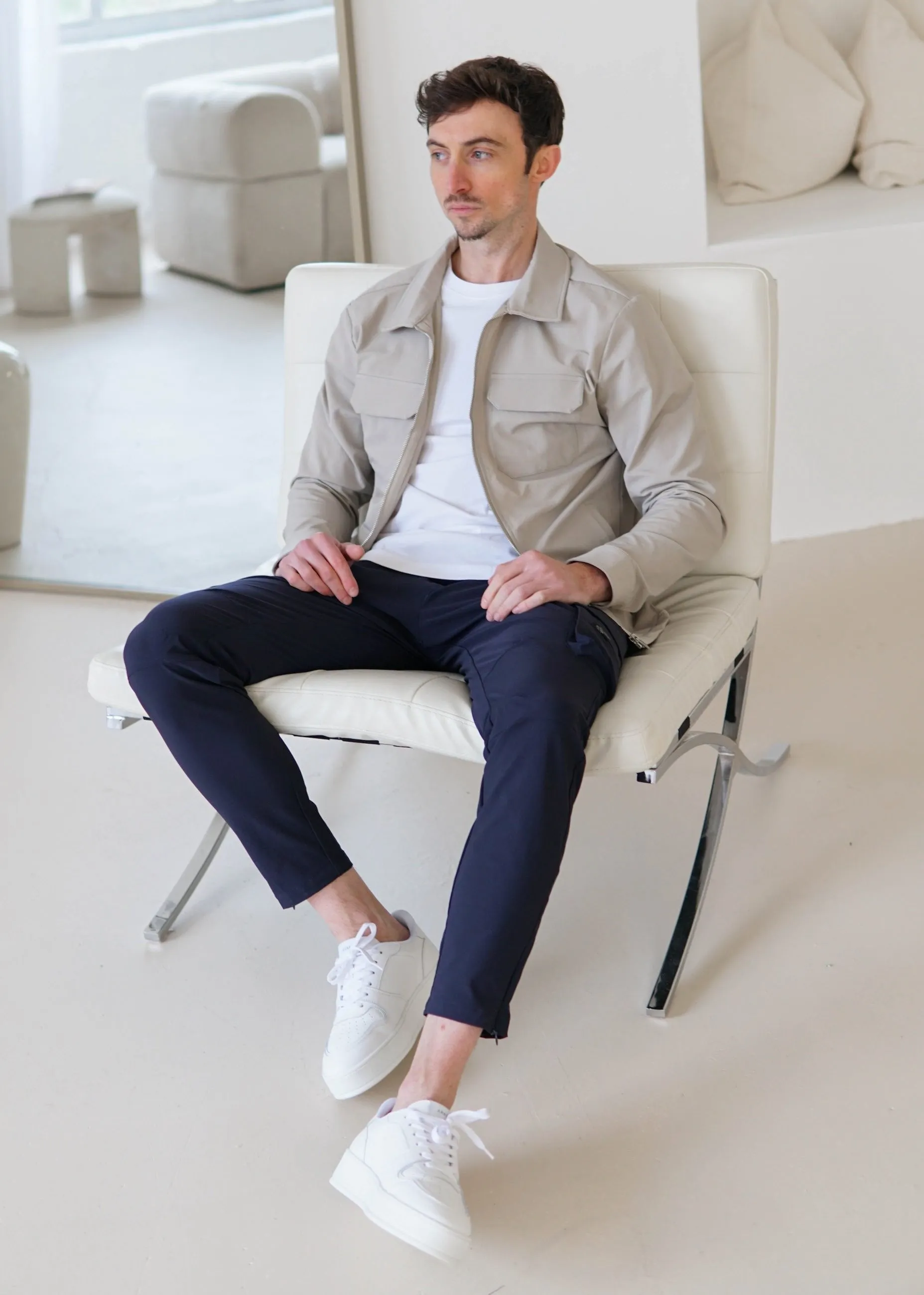 Tech Stretch Cargo Jacket In Stone
