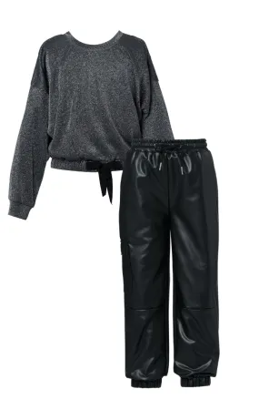 Tie Top & Pleather Joggers