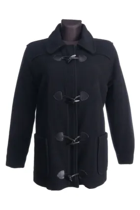 TOMMY HILFIGER Black Cashmere Wool Blend Duffle Short Coat Size L
