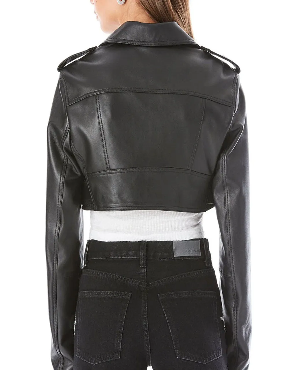 Turo Bolero Black Leather Moto Jacket for Women