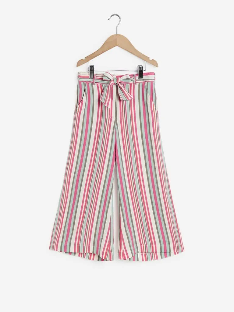 Utsa Kids Multicolour Striped Palazzos