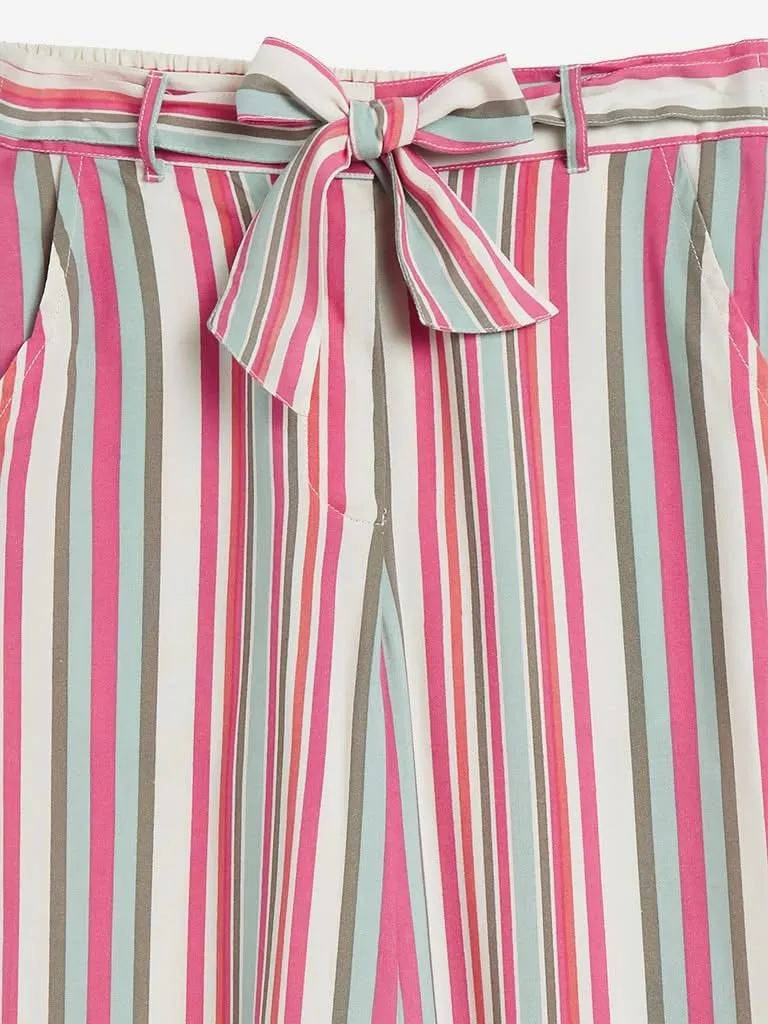 Utsa Kids Multicolour Striped Palazzos