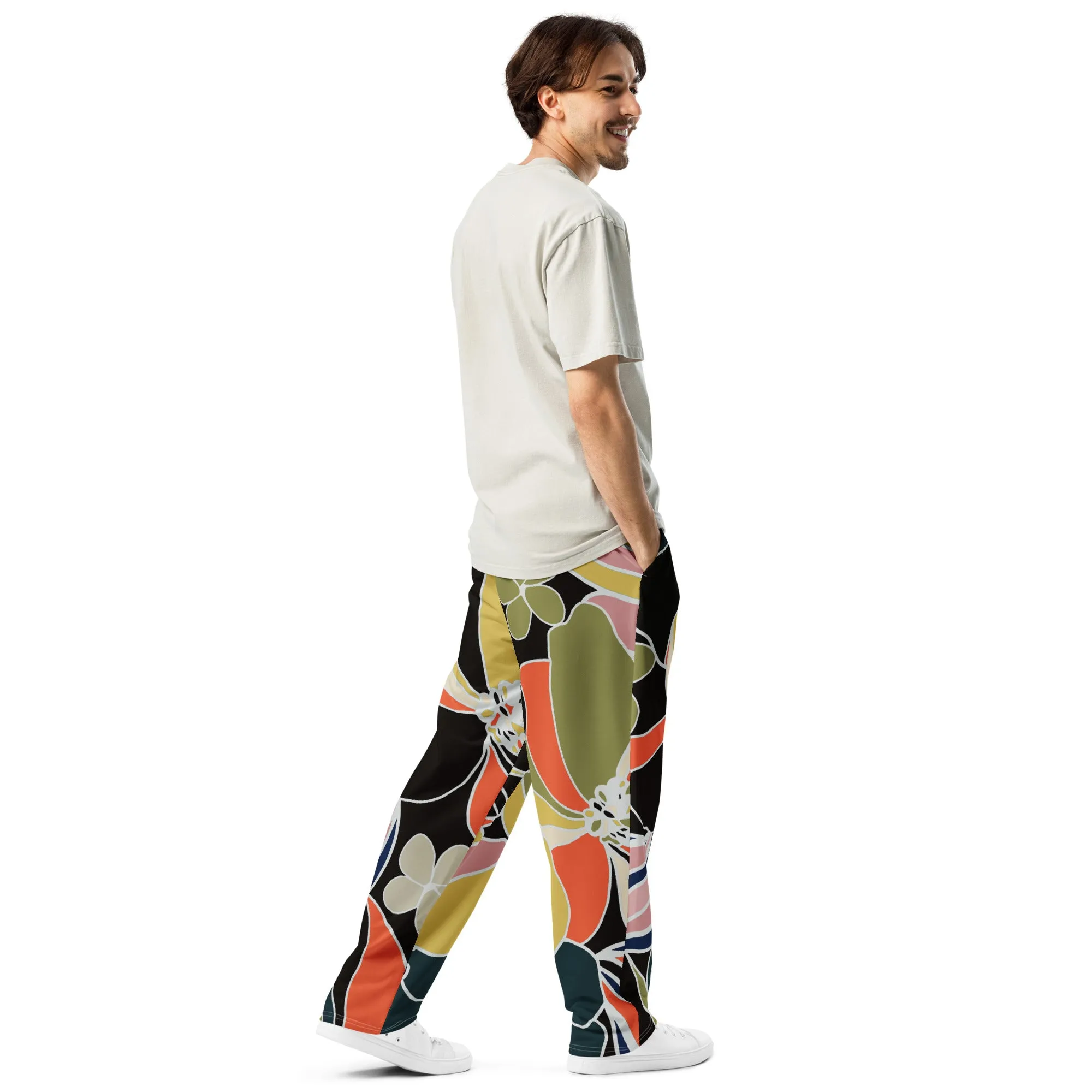 Valentines Day Wide Leg Joggers - Flower (Glamourange Valentine Day Gifts Wide Leg Joggers - Design 0018)