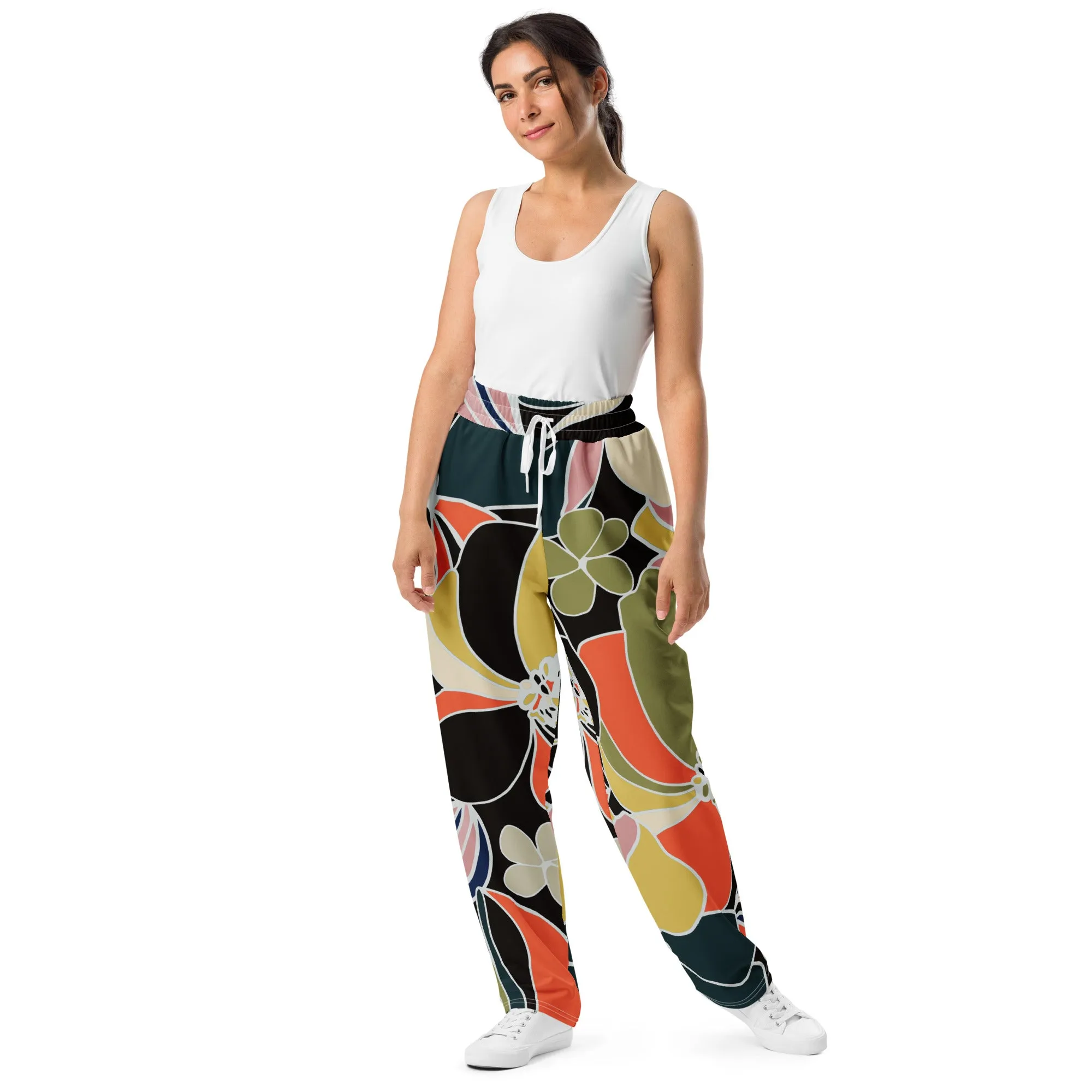 Valentines Day Wide Leg Joggers - Flower (Glamourange Valentine Day Gifts Wide Leg Joggers - Design 0018)