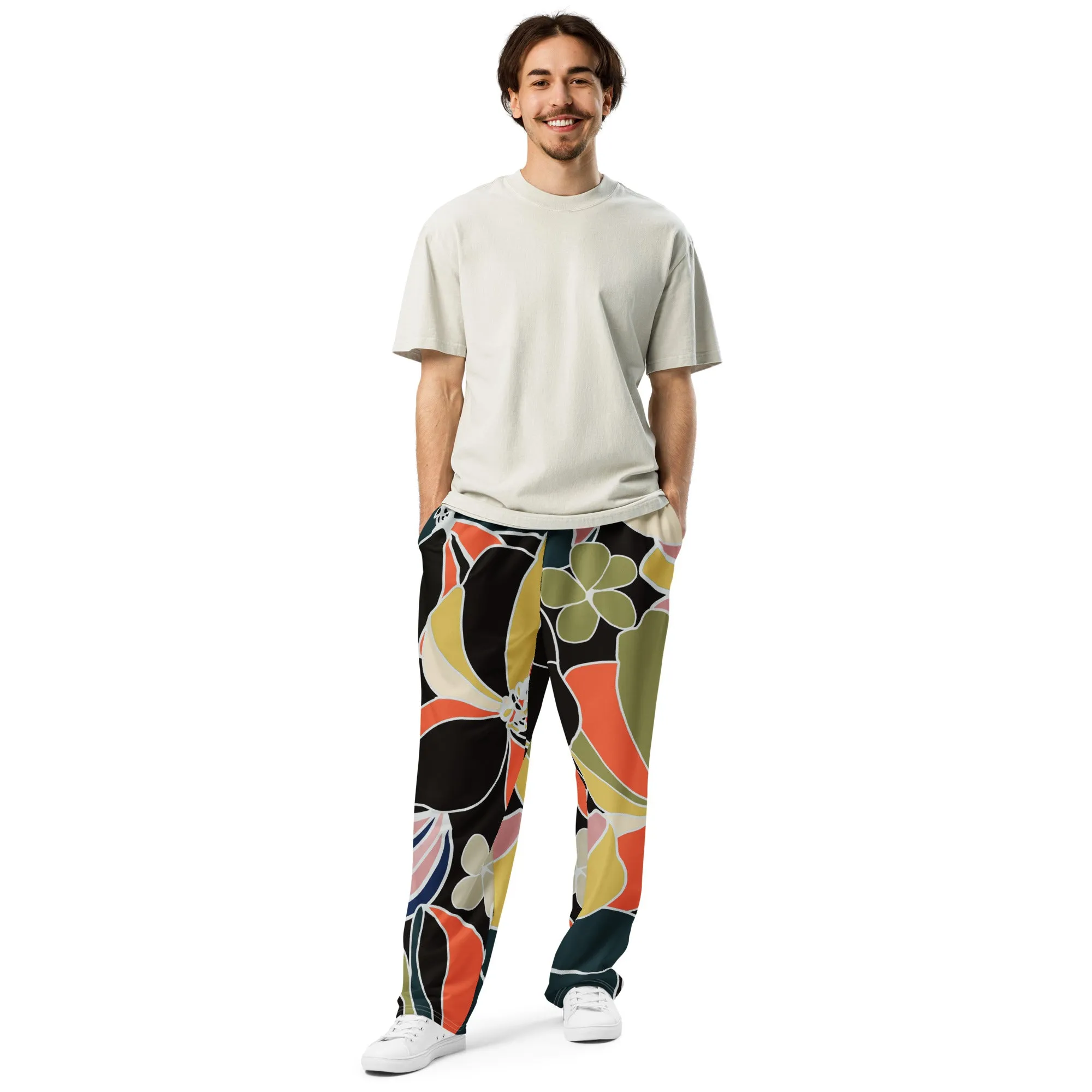 Valentines Day Wide Leg Joggers - Flower (Glamourange Valentine Day Gifts Wide Leg Joggers - Design 0018)