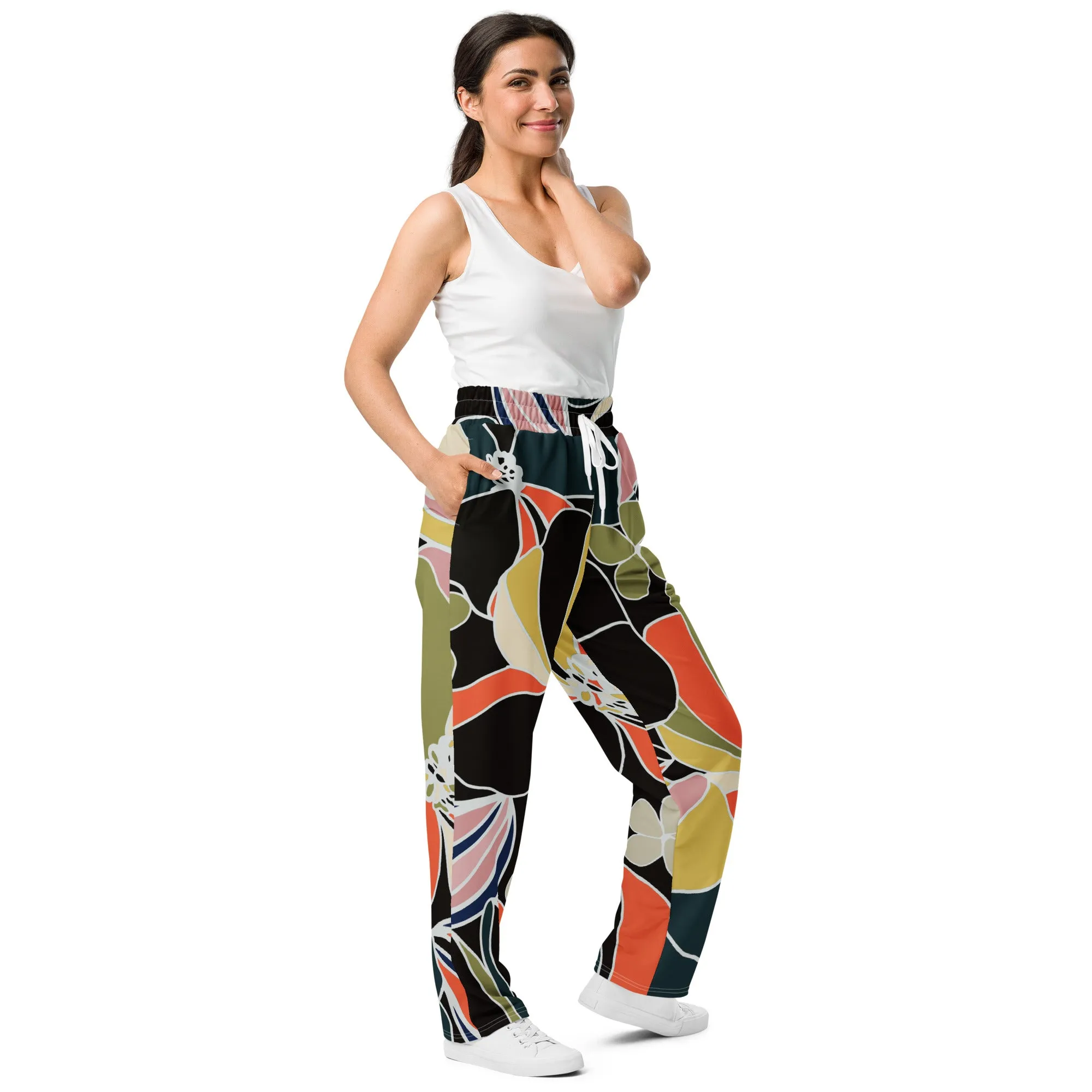 Valentines Day Wide Leg Joggers - Flower (Glamourange Valentine Day Gifts Wide Leg Joggers - Design 0018)