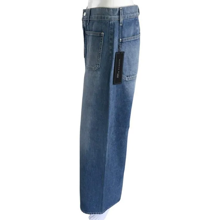 Veronica Beard Women's Grant Wide Leg Extra High Rise Jeans Denim Blue Sz 29