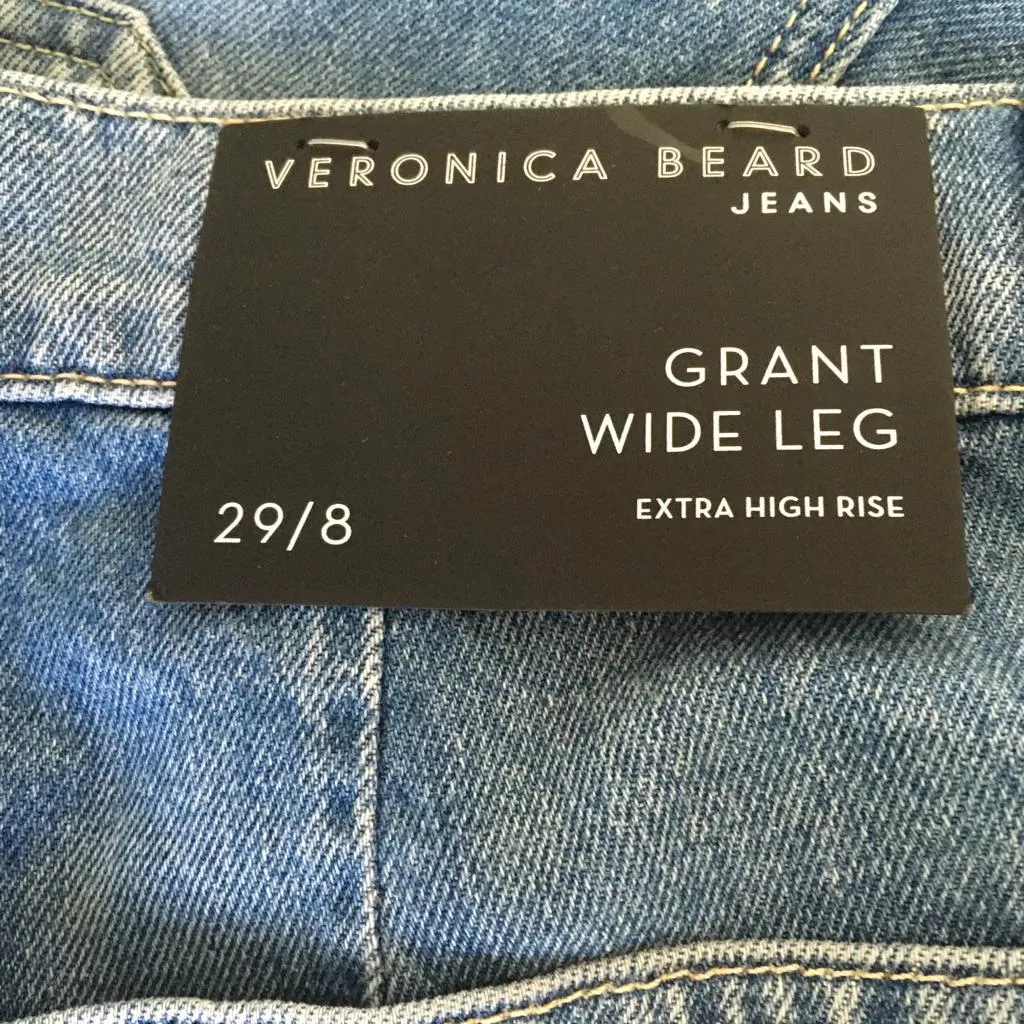 Veronica Beard Women's Grant Wide Leg Extra High Rise Jeans Denim Blue Sz 29
