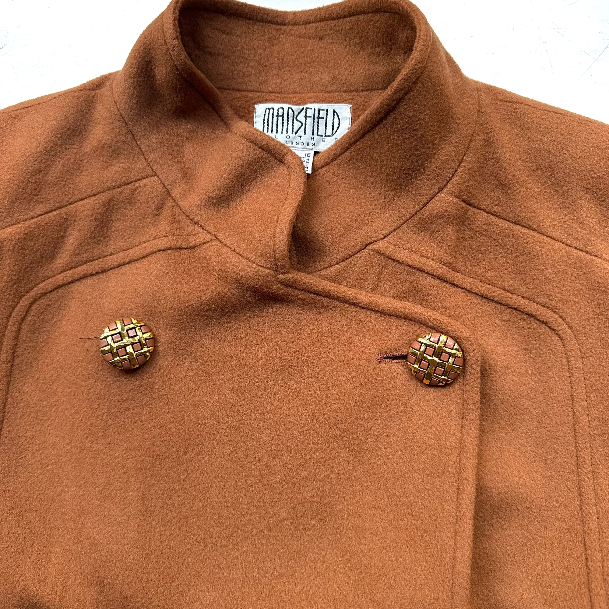 Vintage Double-breasted Brown Wool Coat - size M-L