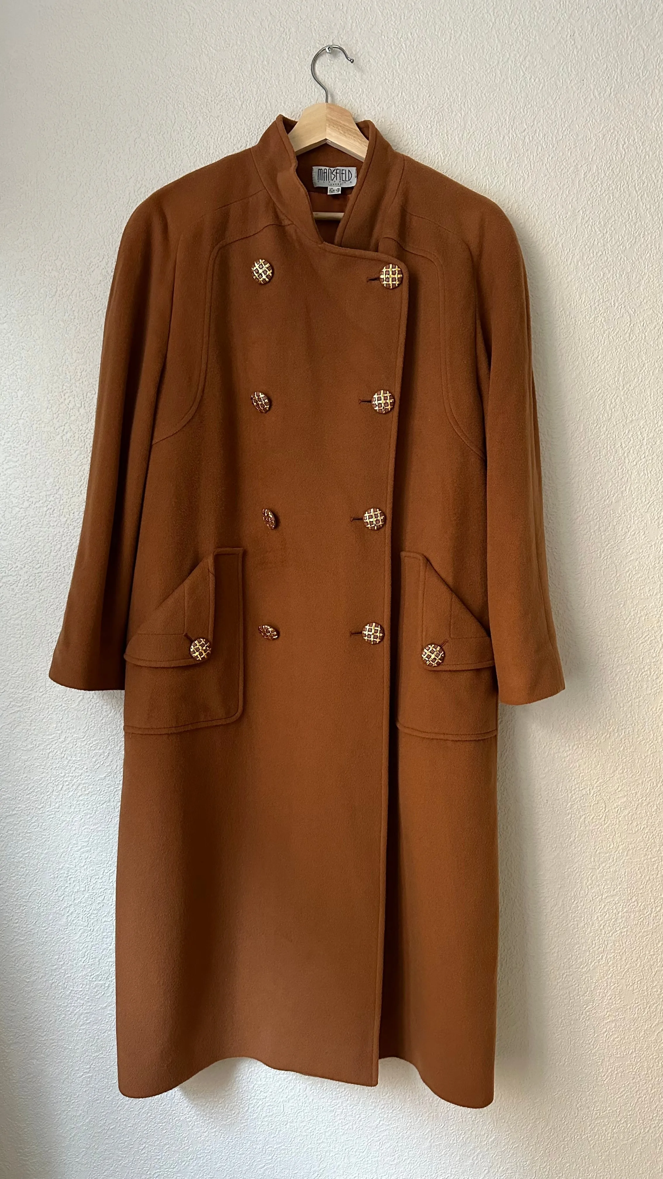 Vintage Double-breasted Brown Wool Coat - size M-L
