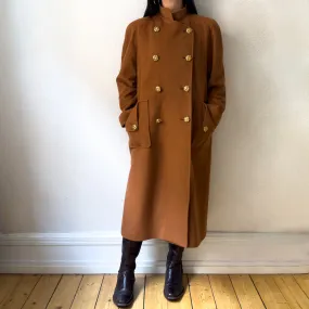 Vintage Double-breasted Brown Wool Coat - size M-L