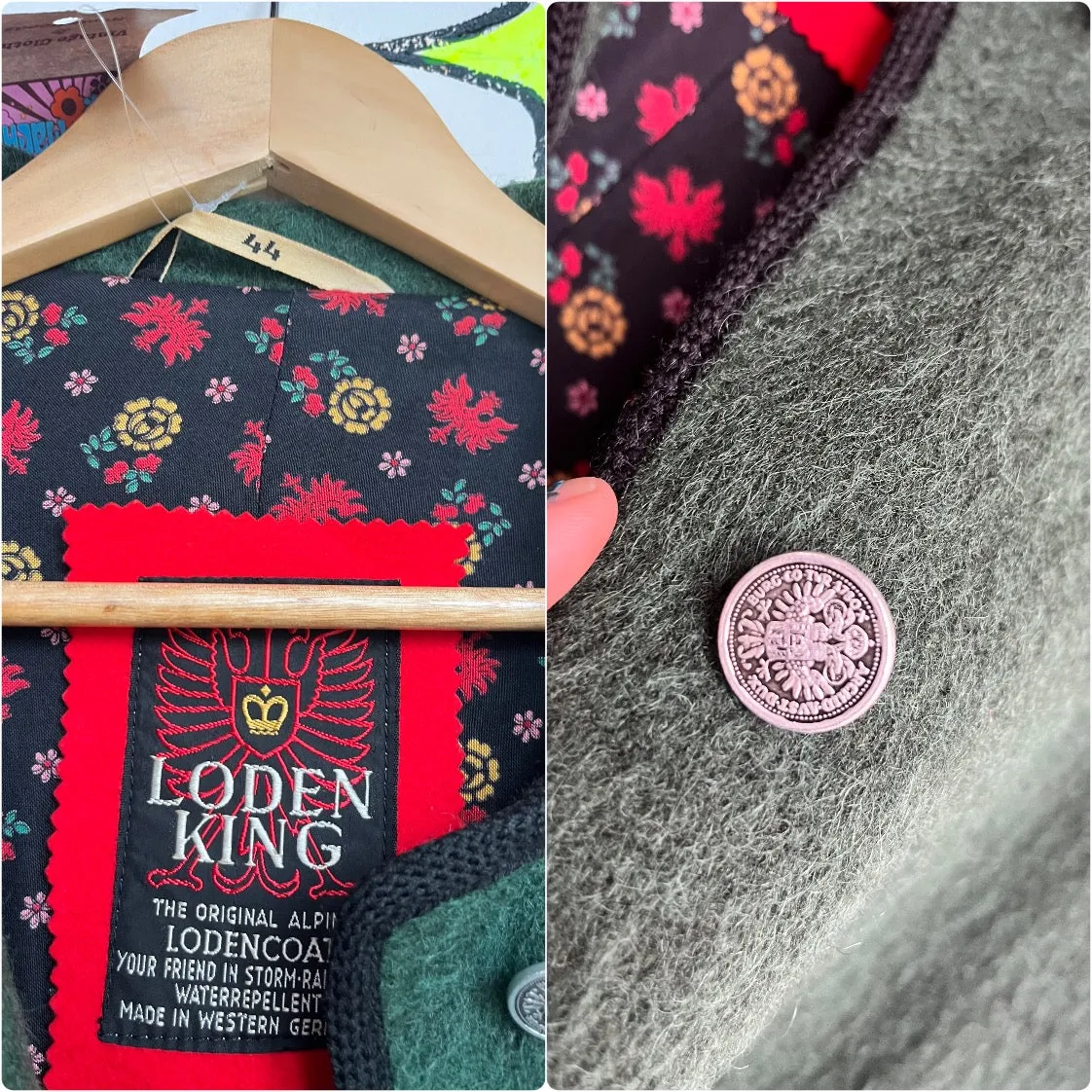 Vintage | Green Loden King Wool Heavy Warm Cape Coat | Size 44 Fits All