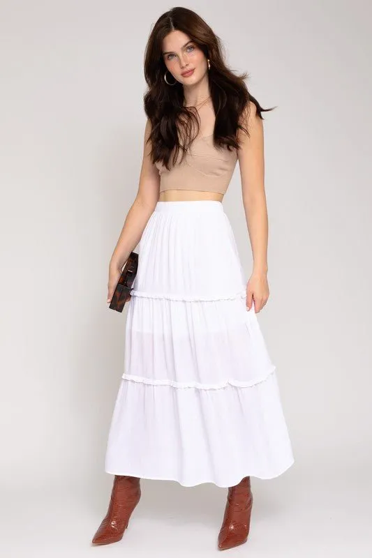 White Tiered Maxi Skirt