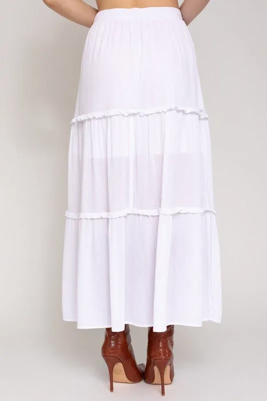 White Tiered Maxi Skirt