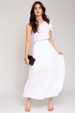 White Tiered Maxi Skirt