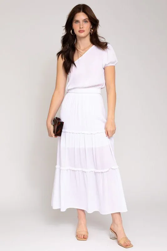 White Tiered Maxi Skirt