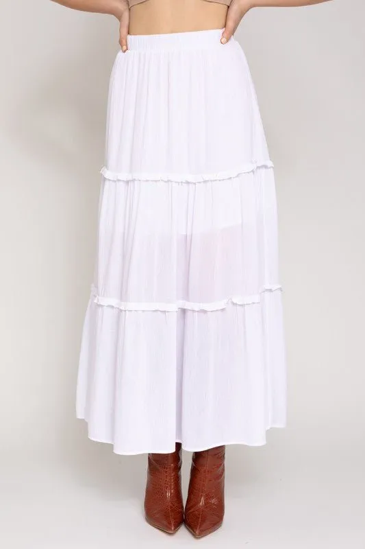 White Tiered Maxi Skirt